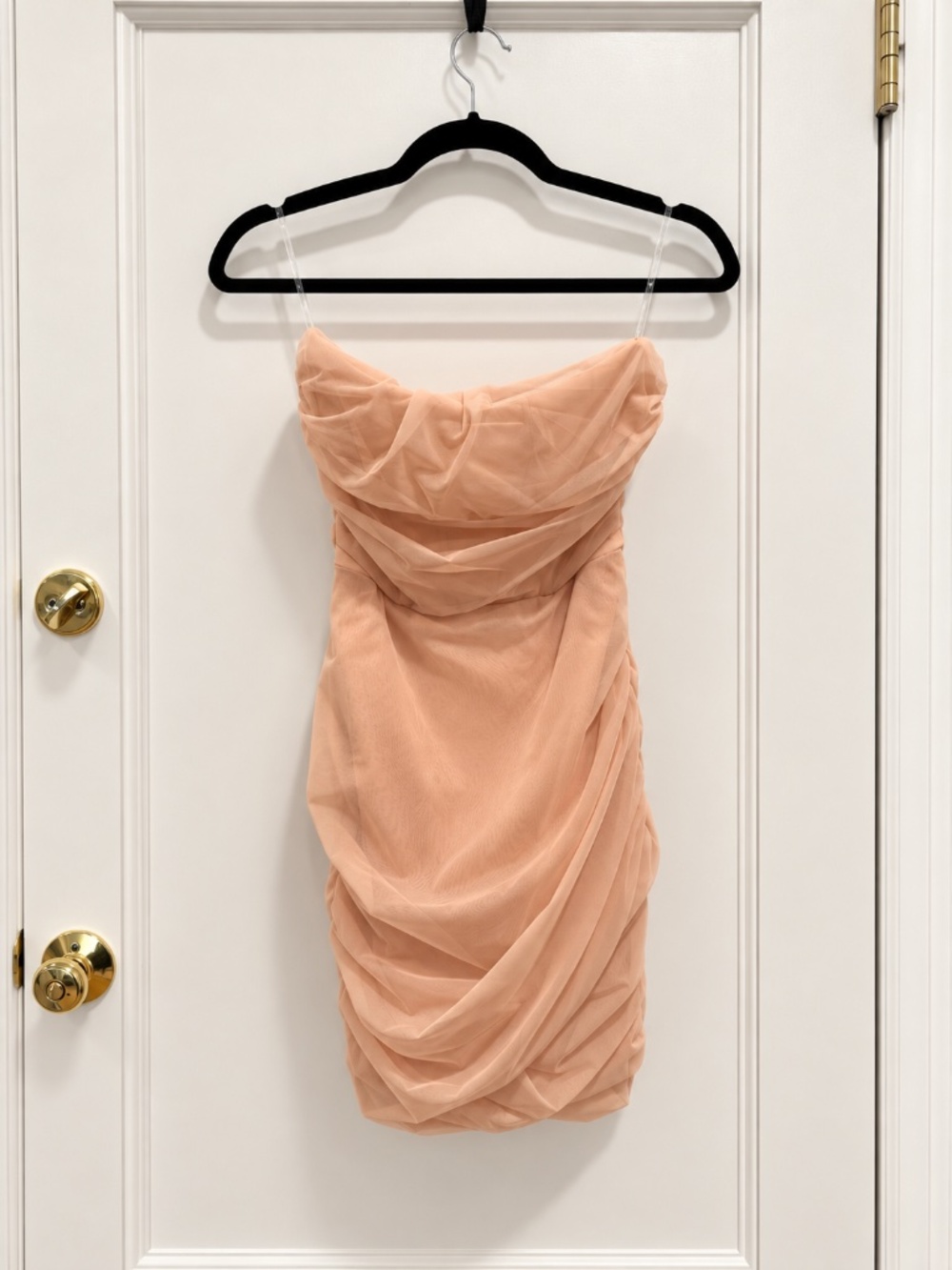Oh Polly Next Up Ruched Mesh Mini Dress